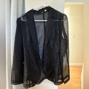 Anthropologie Black Sheer Blazer Jacket